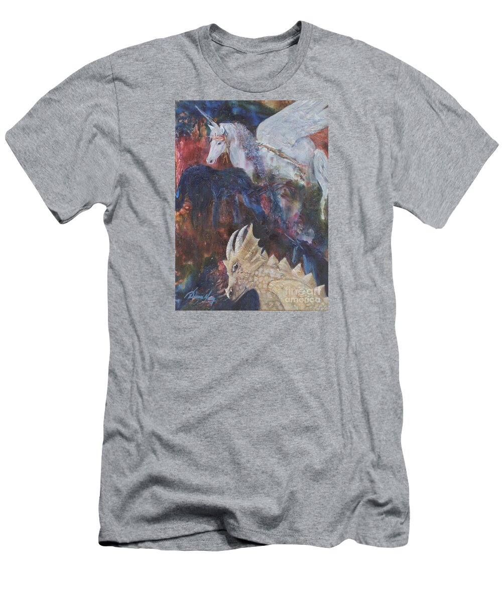 Unicorns T-Shirt featuring the painting Rayden's Magic by Denise Hoag