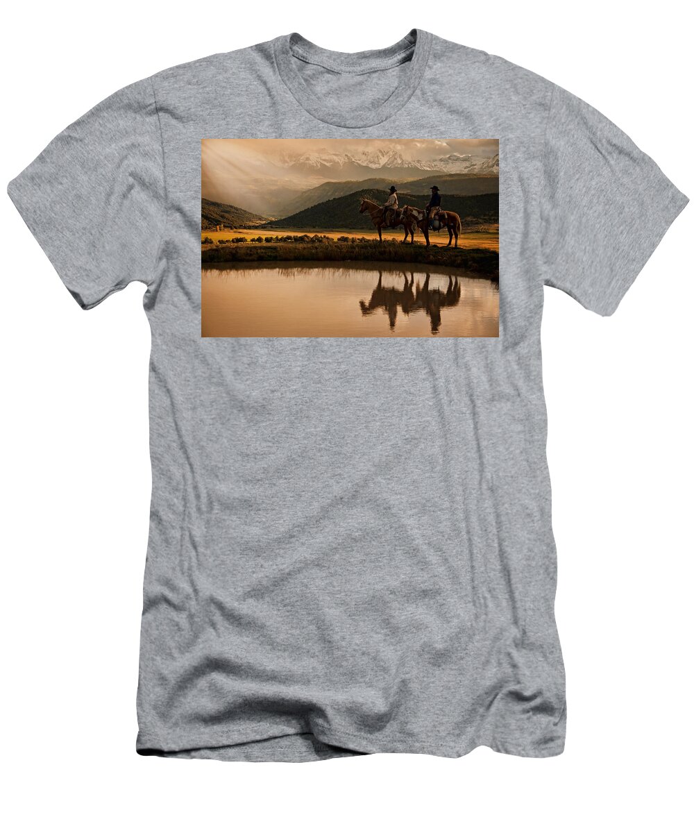 Ridgway T-Shirt featuring the photograph Rays on the Peaks by Ken Smith