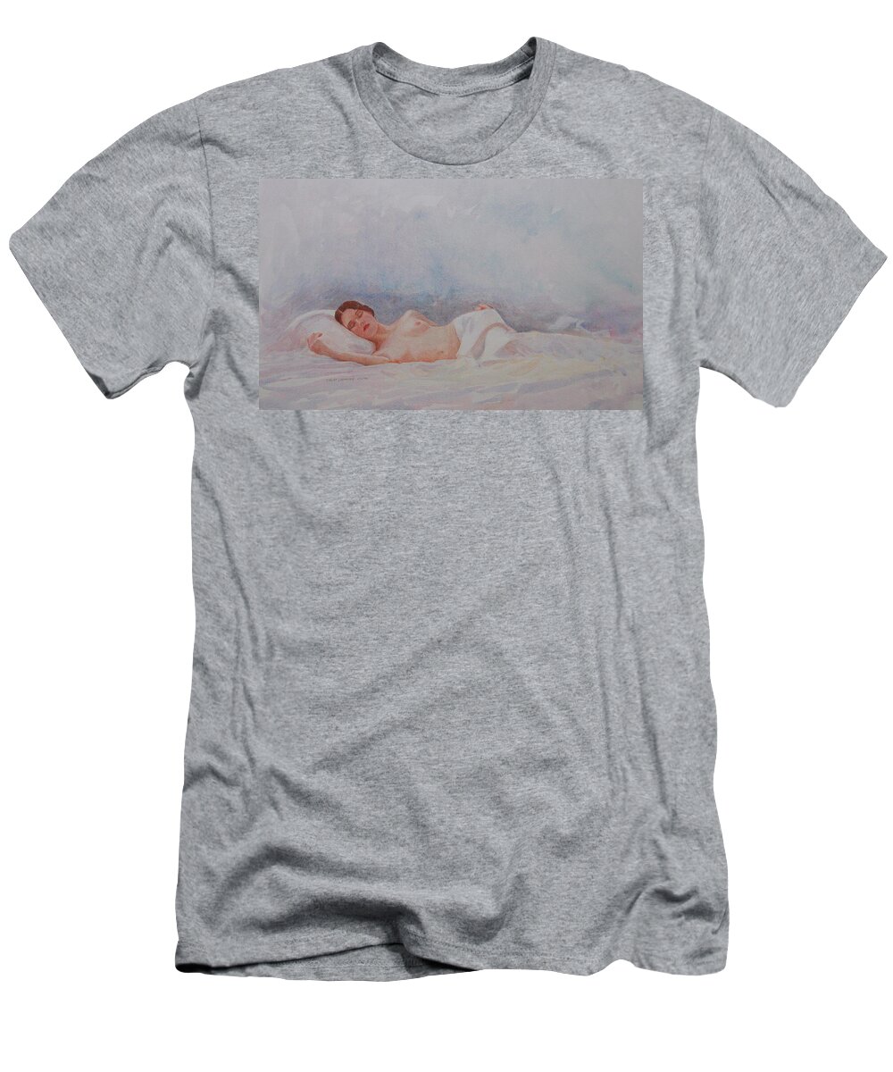 Reclining Nude T-Shirt featuring the painting Reclining Nude 3 by David Ladmore