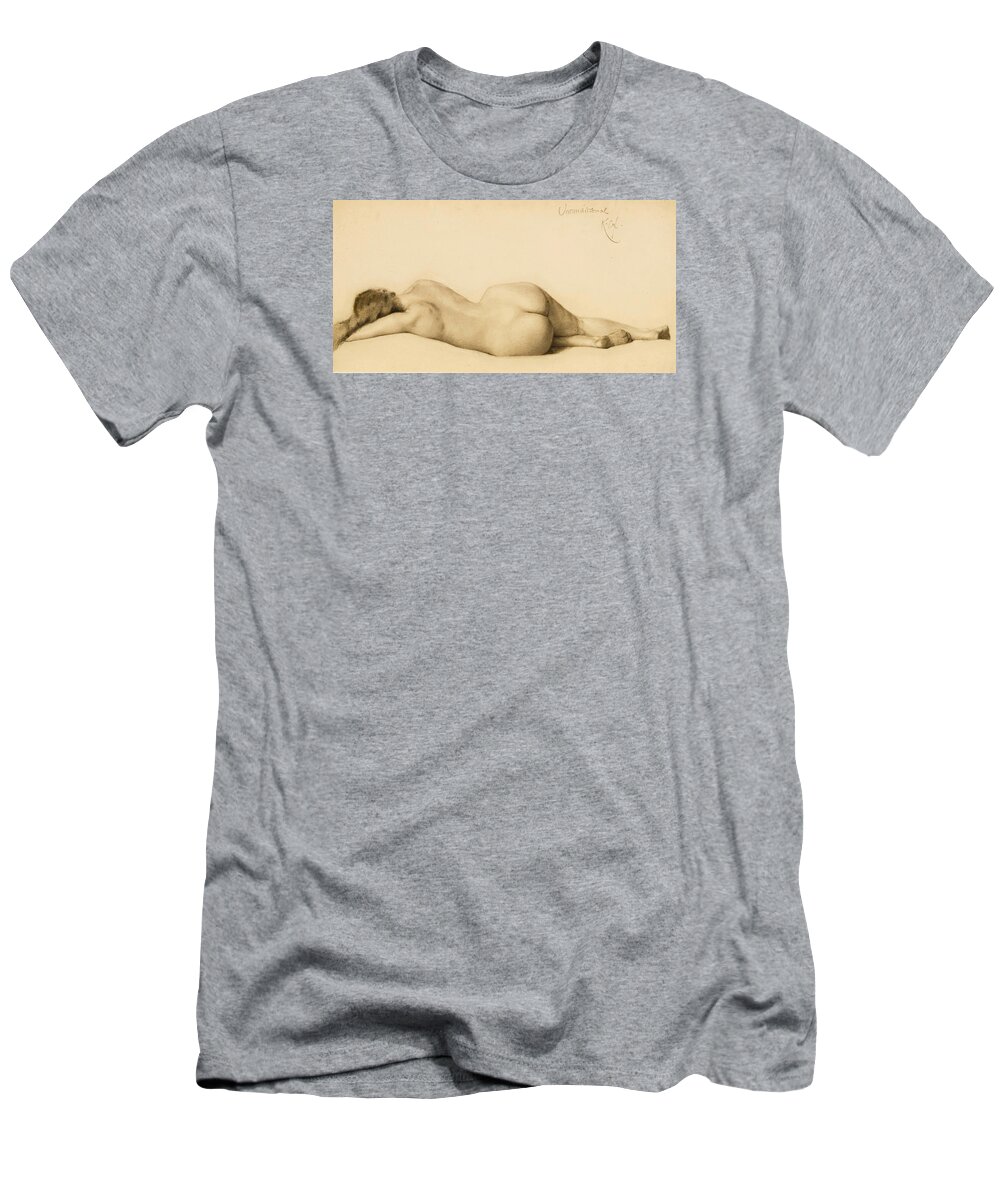 Kenyon Cox T-Shirt featuring the drawing Reclining Nude by Kenyon Cox
