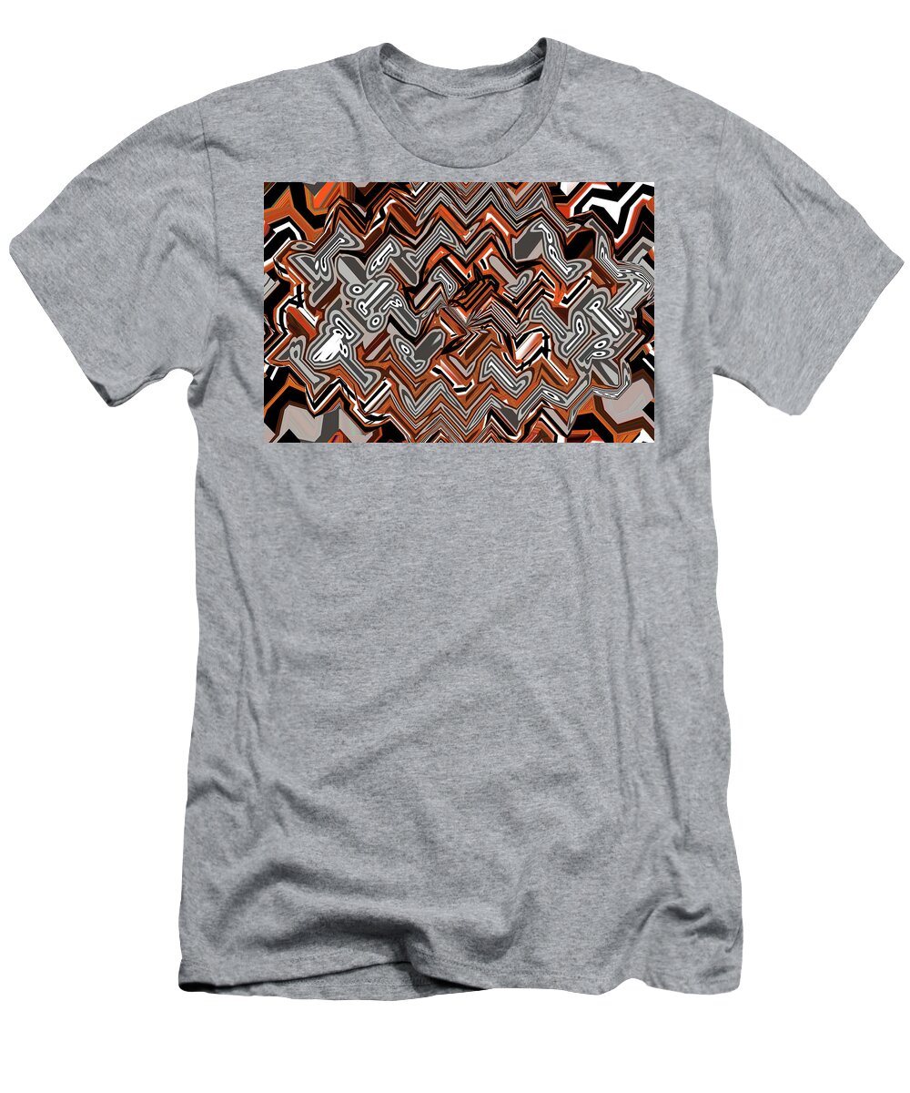 Red And Grey Weave Abstract T-Shirt featuring the digital art Red And Grey Weave Abstract by Tom Janca