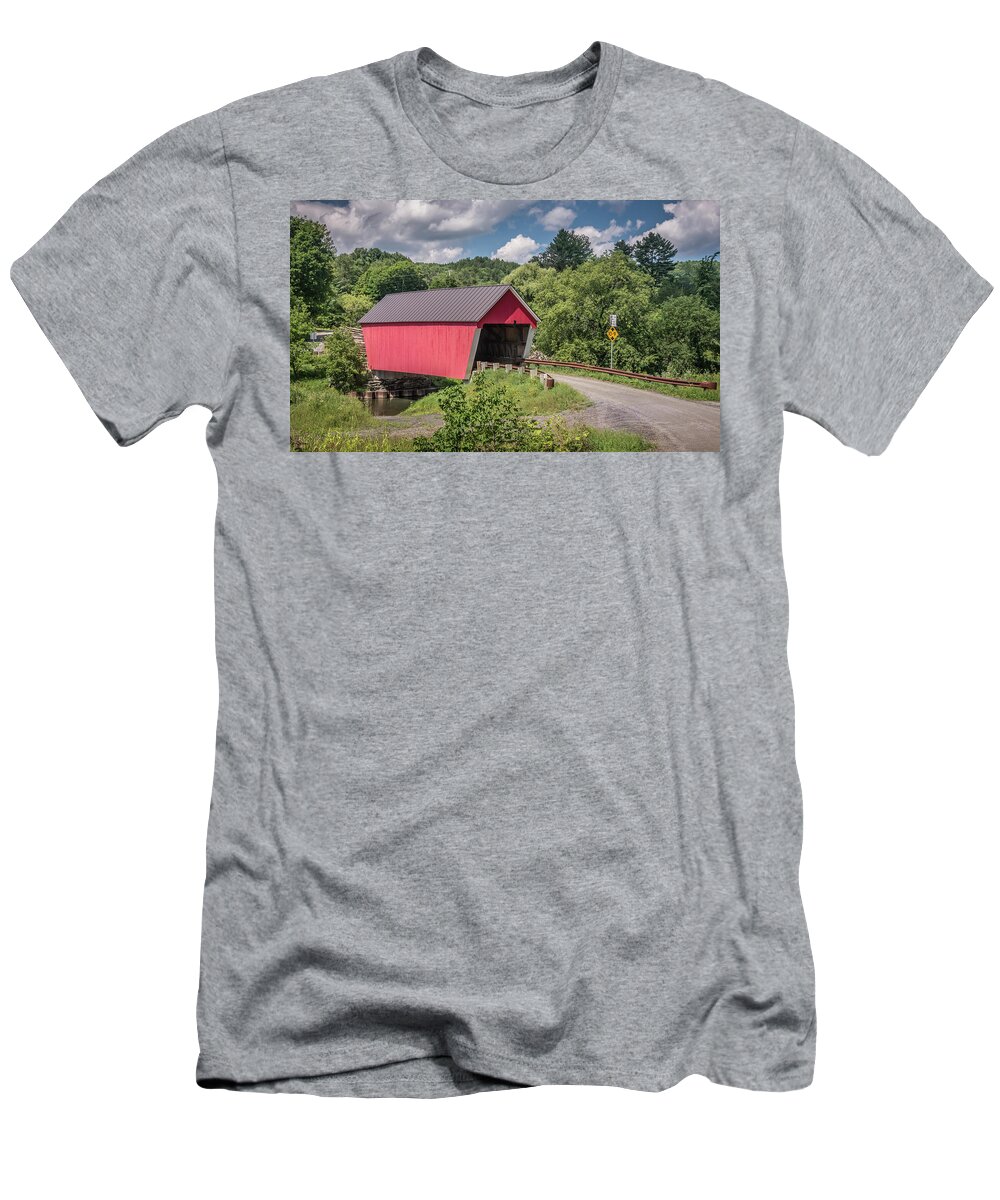 Covered Bridge T-Shirt featuring the photograph Red Covered Bridge by Robert Mitchell