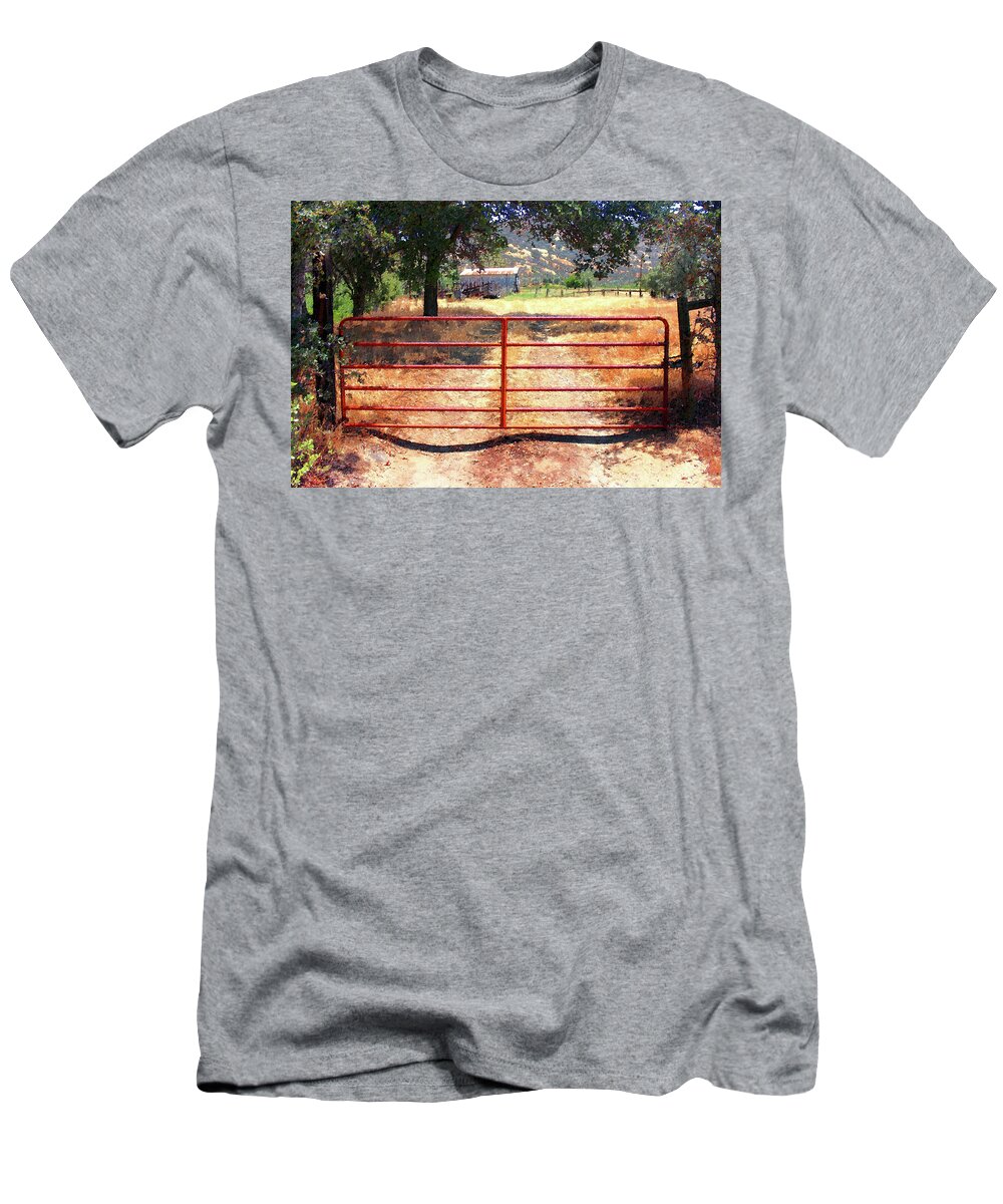 Red T-Shirt featuring the photograph Red Gate by Timothy Bulone