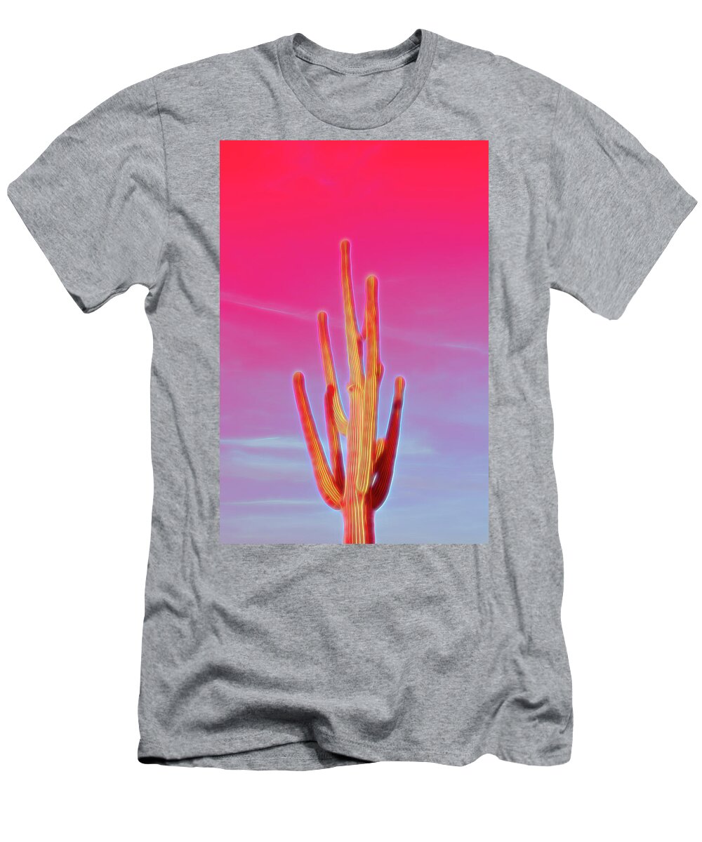Saguaro T-Shirt featuring the photograph Red Glow Saguaro Cactus by Aimee L Maher ALM GALLERY