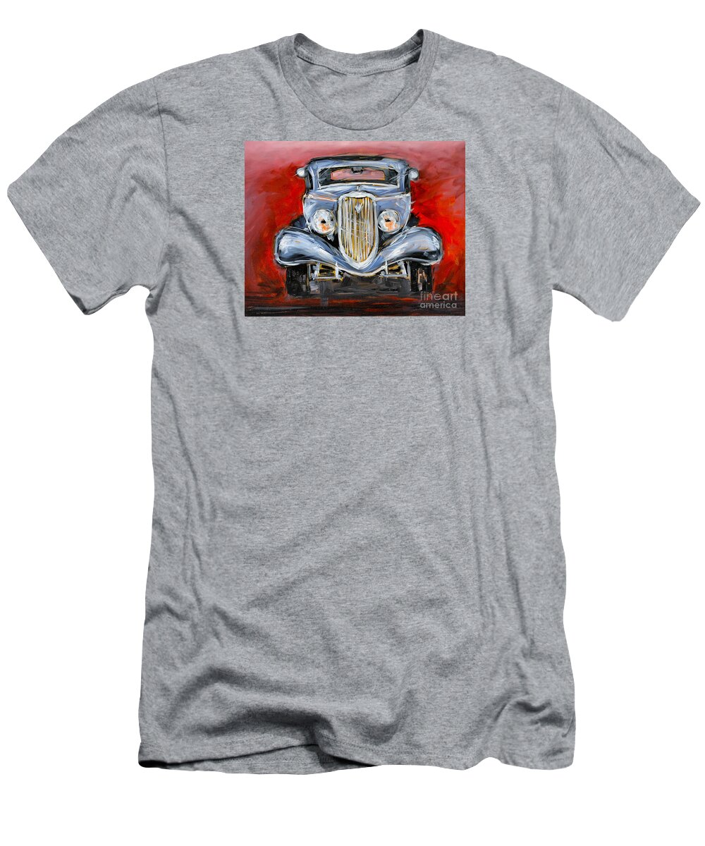 Ford T-Shirt featuring the painting Red Hot Rod by Alan Metzger
