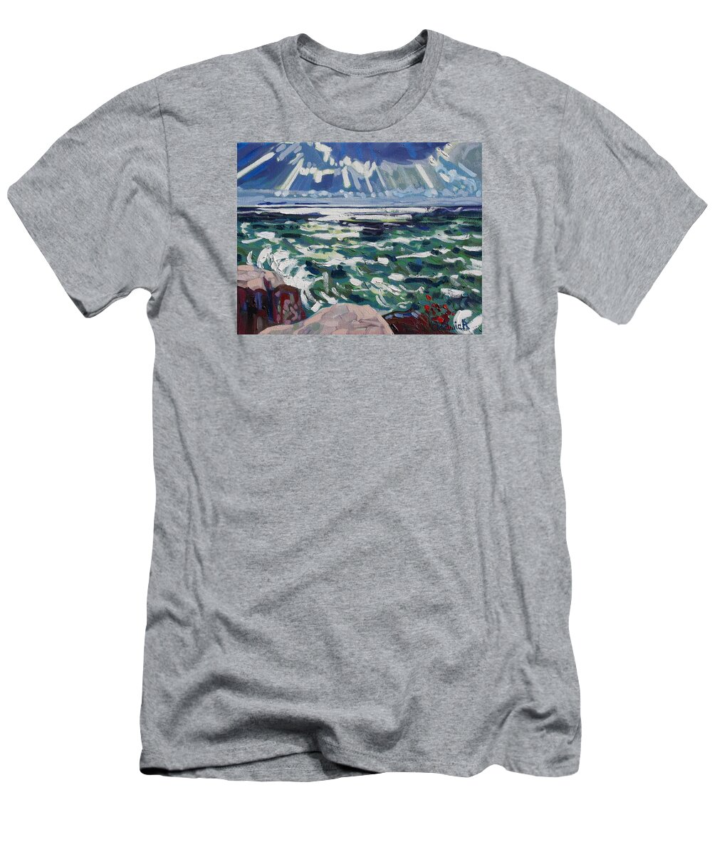 Killarney T-Shirt featuring the painting Red Rock Crepuscular Rays by Phil Chadwick