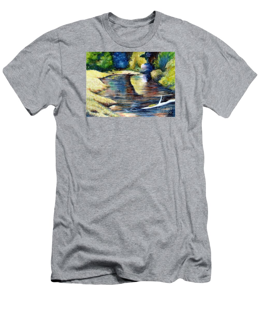 Water T-Shirt featuring the painting Reflections by Joey Nash