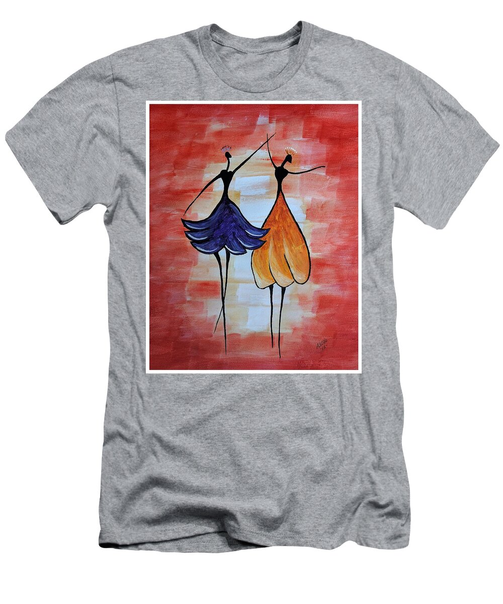 Ladies T-Shirt featuring the painting Reinas by Edwin Alverio