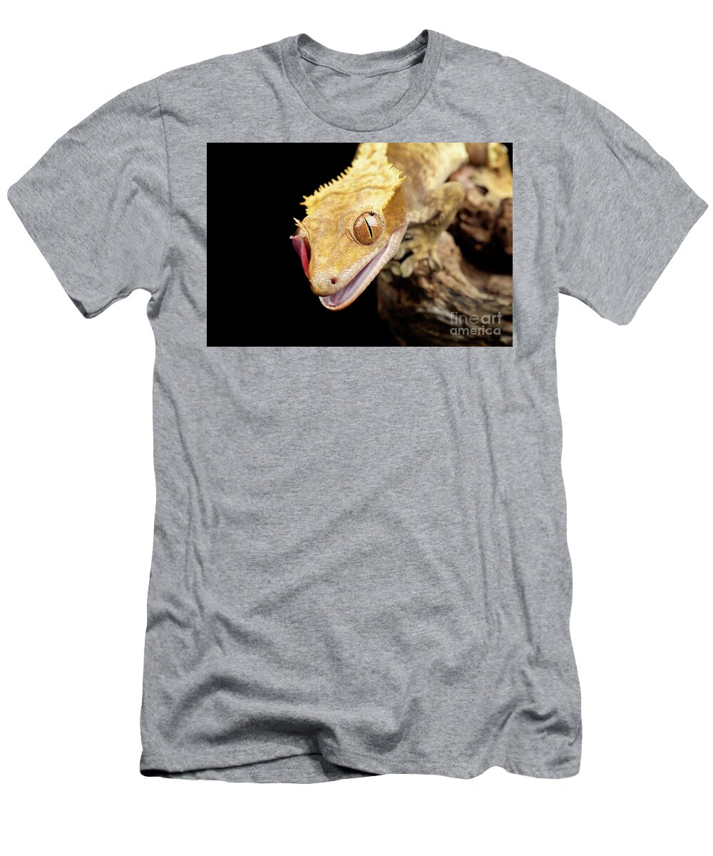 Abstract T-Shirt featuring the photograph Reptile close up with tongue by Simon Bratt