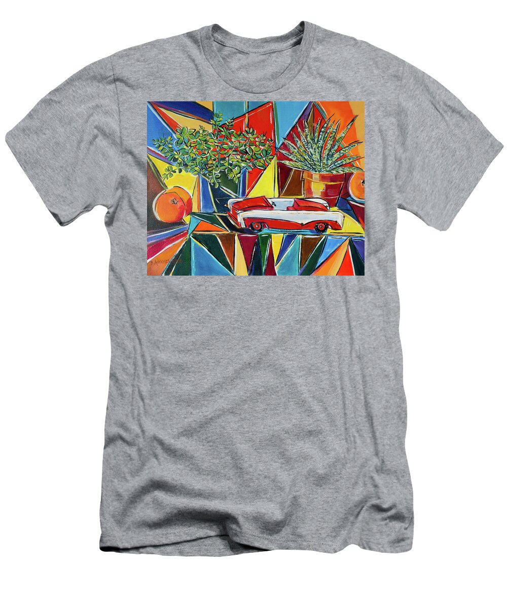 Abstract Expressionism T-Shirt featuring the painting Retro Toy Car Still Life by Seeables Visual Arts