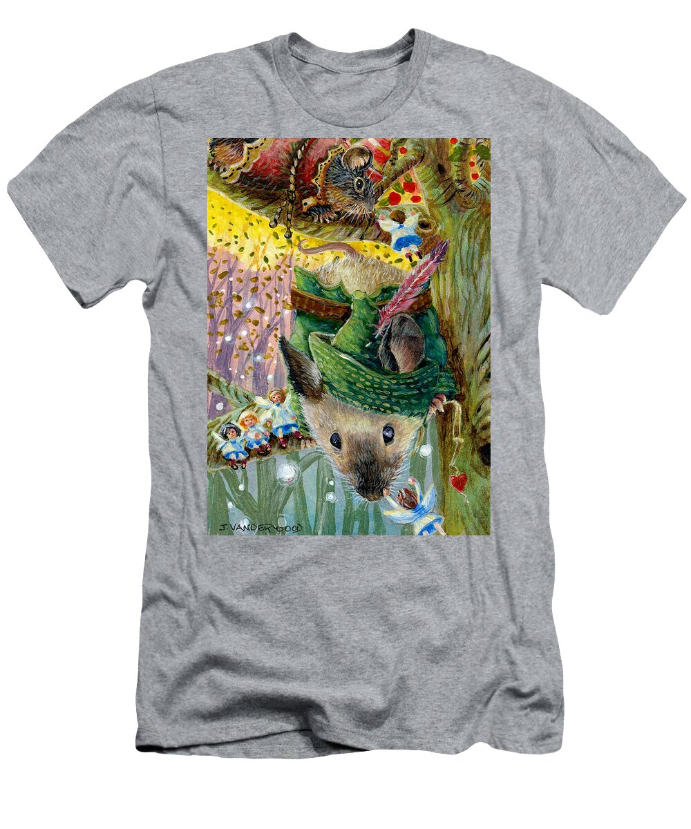 Mice T-Shirt featuring the painting Robin Mouse and the Forest Fairies by Jacquelin L Vanderwood Westerman