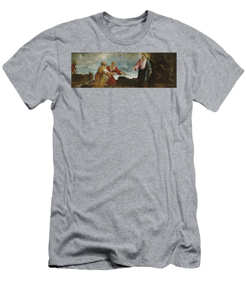 Roelas T-Shirt featuring the painting Roelas Juan de C 15681569-Olivares Sevilla 1625 Vocation of San Pedro and San Andres by Celestial Images
