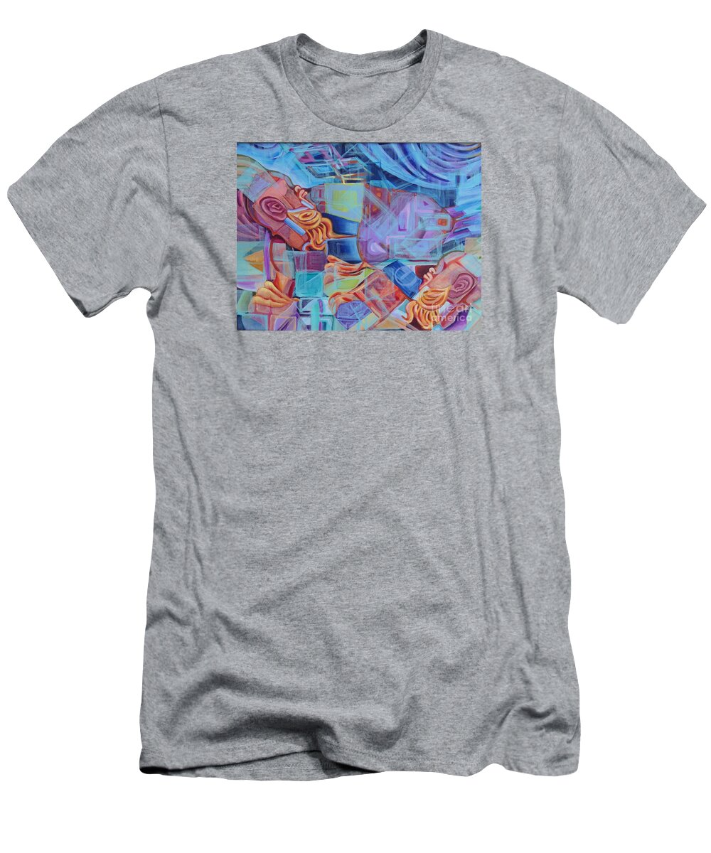 Abstract T-Shirt featuring the painting Roman Fountain by Linda Markwardt