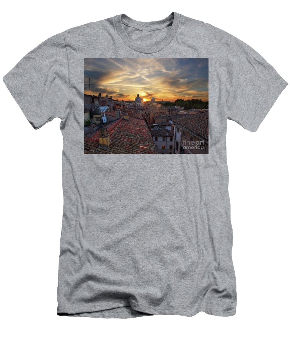 Sunset In Rome T-Shirt featuring the photograph Rome Sunset by Maria Rabinky