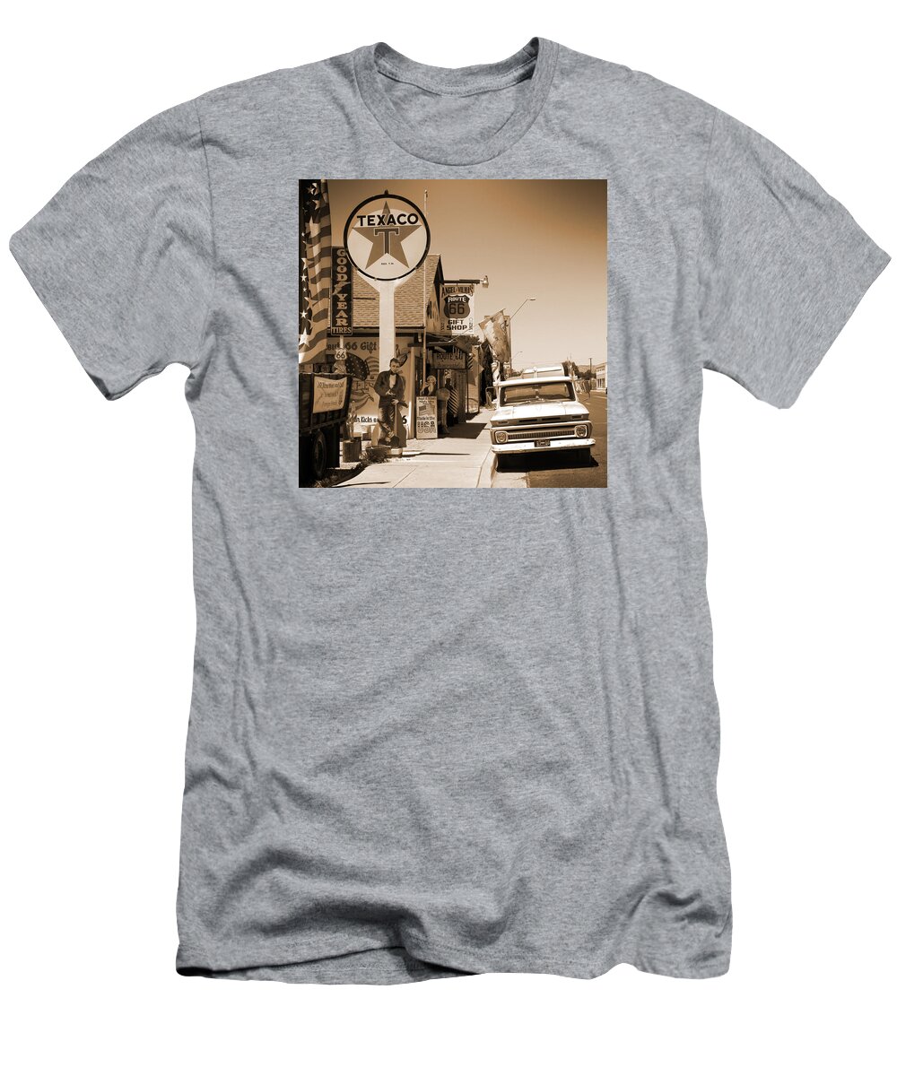 Big Star Sign T-Shirt featuring the photograph Route 66 - Angel and Vilma's by Mike McGlothlen