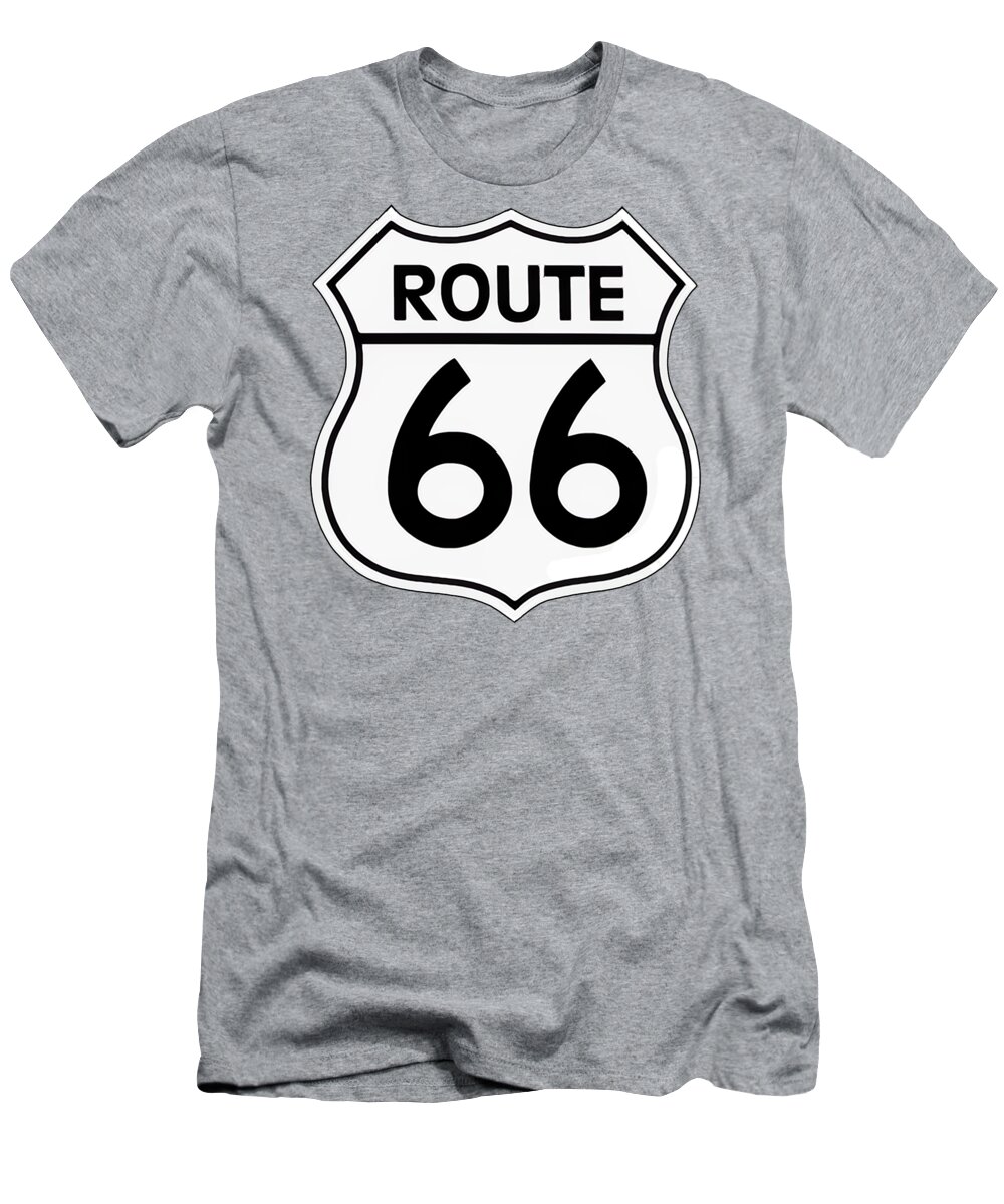 Route 66 T-Shirt featuring the digital art Route 66 Sign by Chuck Staley