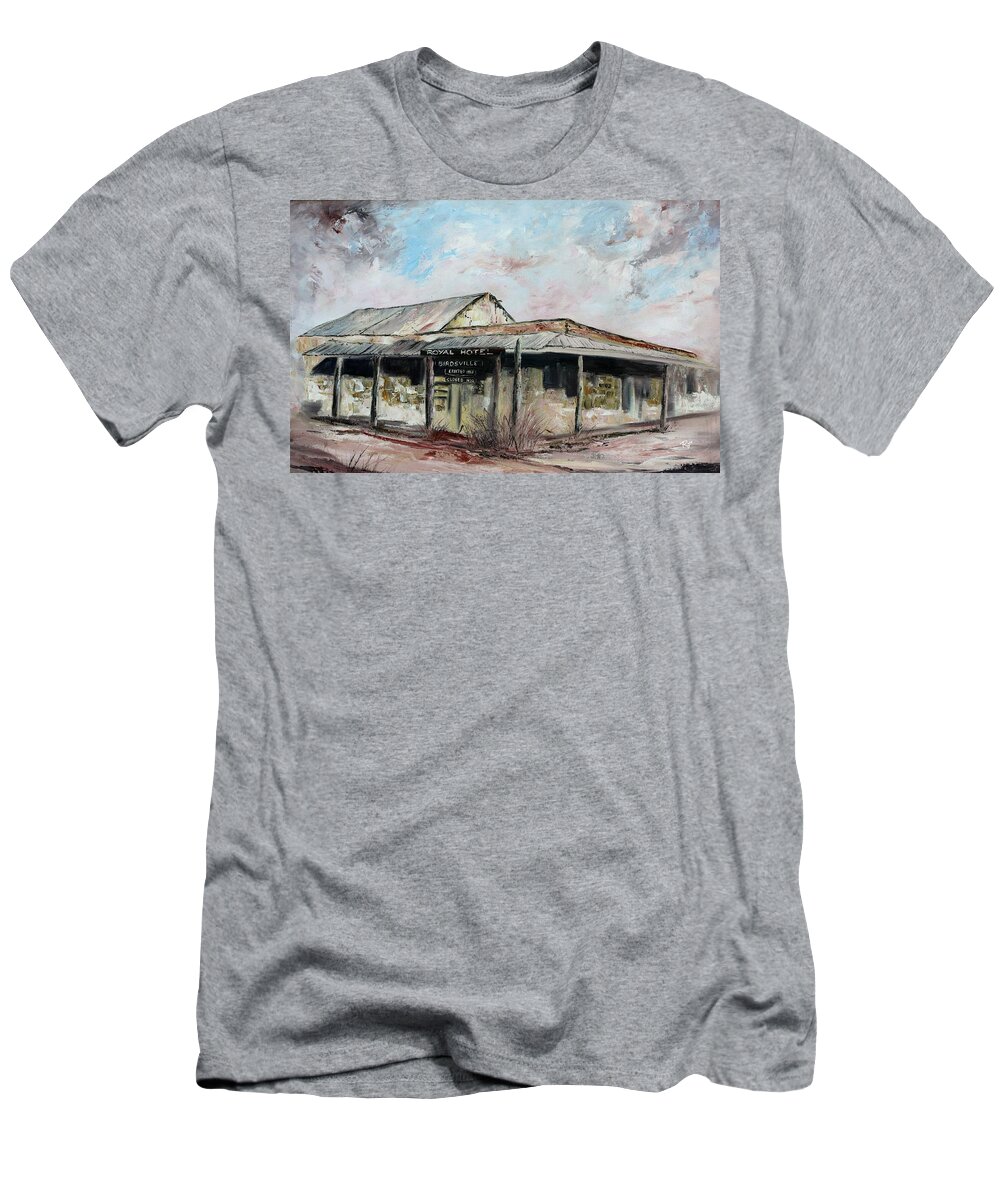 Hotel T-Shirt featuring the painting Royal Hotel, Birdsville by Ryn Shell
