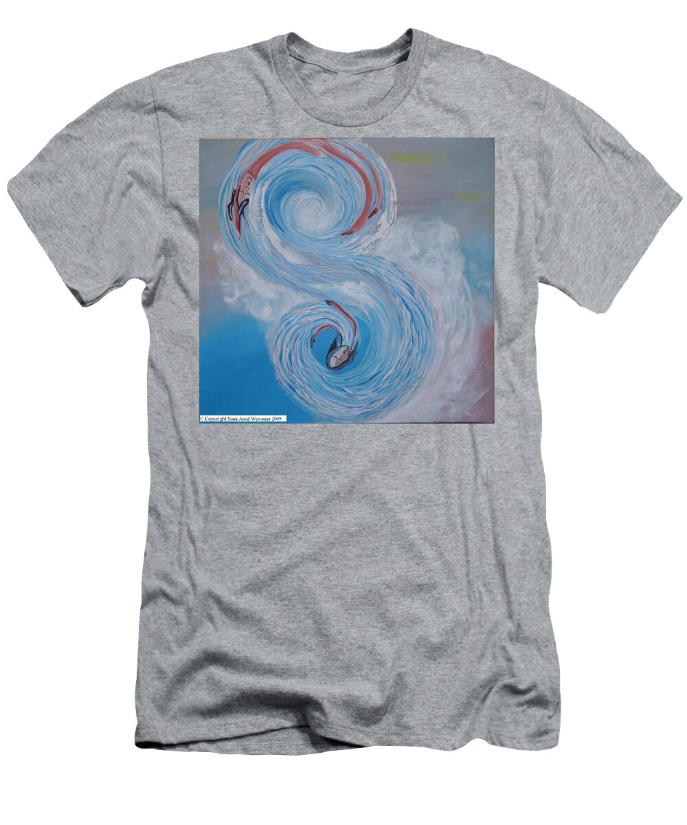 Waves T-Shirt featuring the painting S Waves by Sima Amid Wewetzer