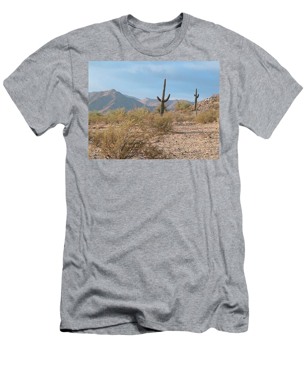 Arizona T-Shirt featuring the photograph Saguaros on a Hillside by Judy Kennedy