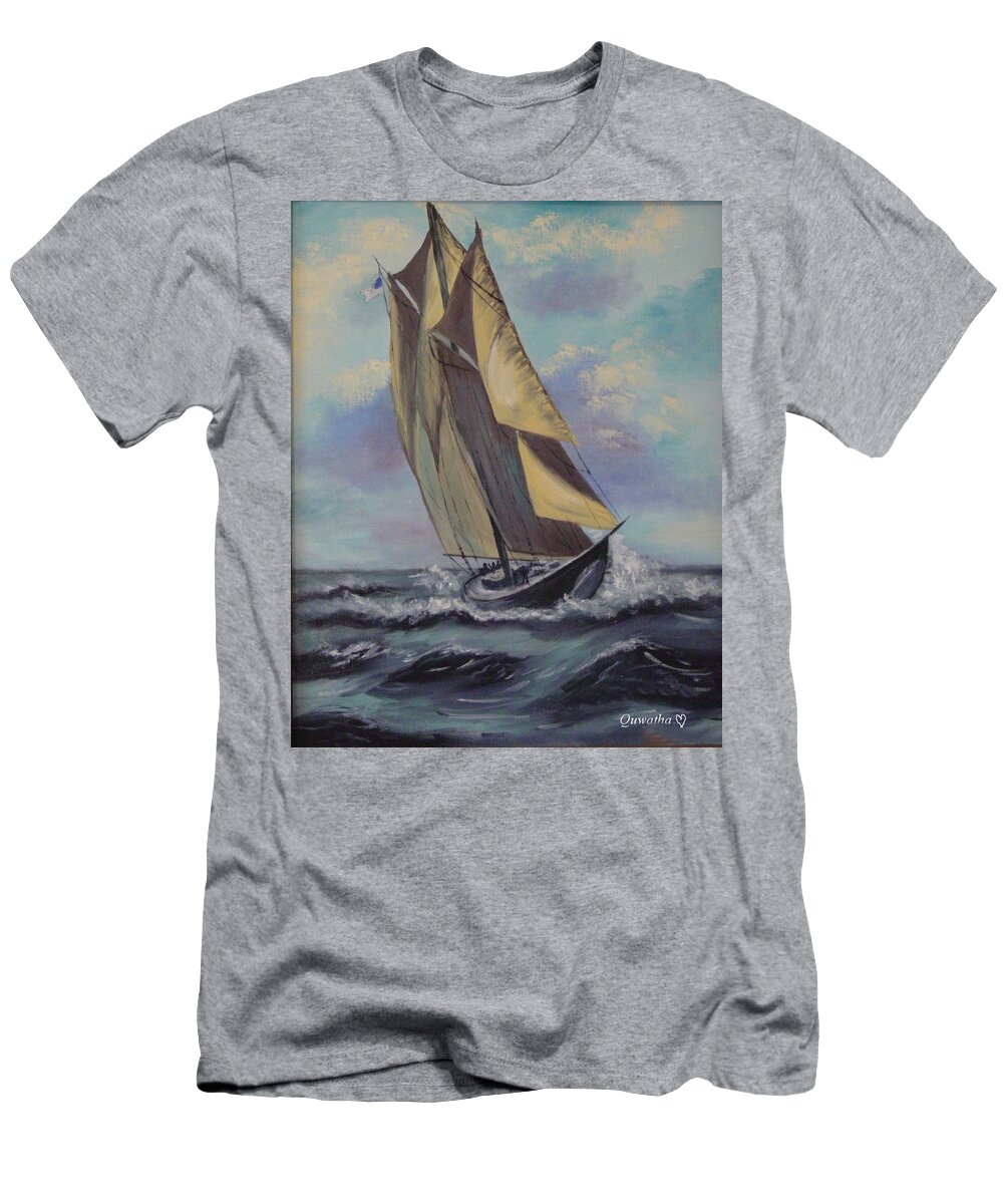 Ocean T-Shirt featuring the painting Sailing by Quwatha Valentine