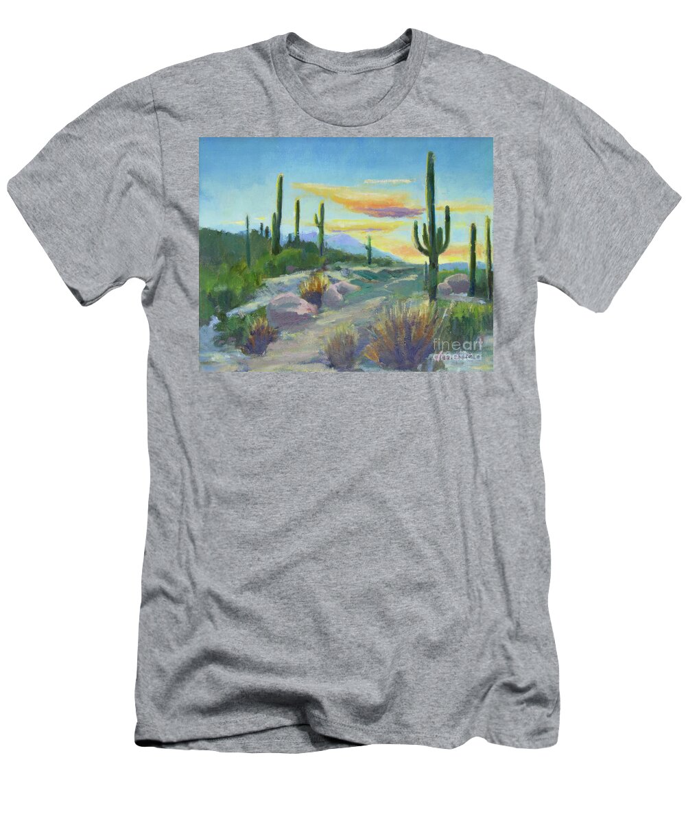 Sonoran Sun T-Shirt featuring the painting Salutation to the Tucson Sun by Maria Hunt