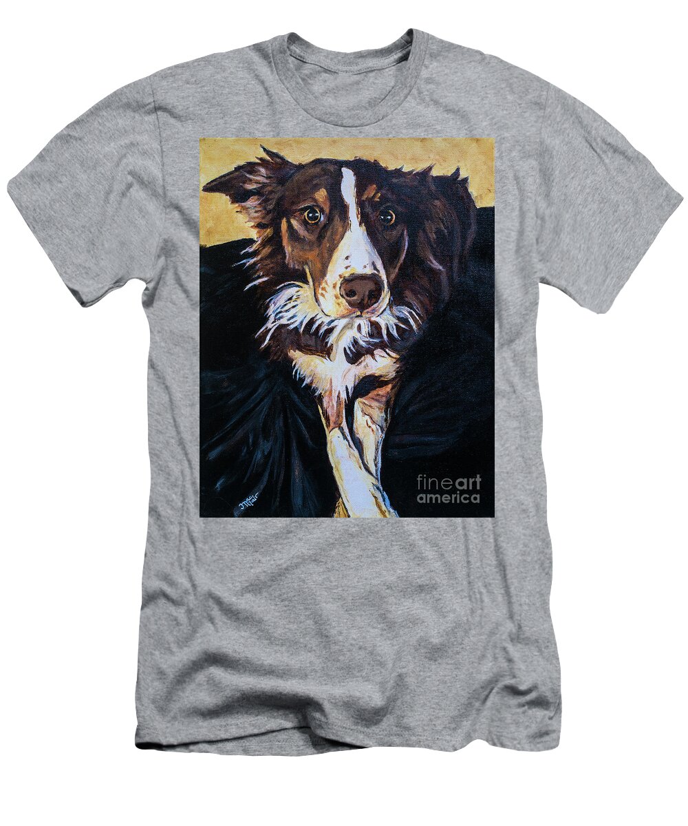 Border Collie T-Shirt featuring the painting Sansa by Jackie MacNair