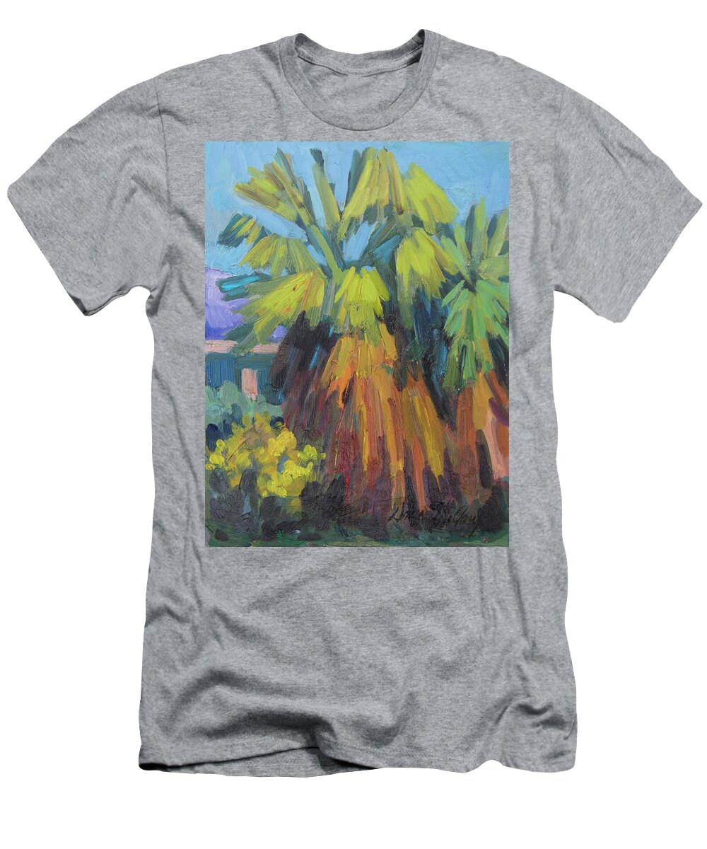 Palms T-Shirt featuring the painting Santa Rosa Visitors Center Palms by Diane McClary