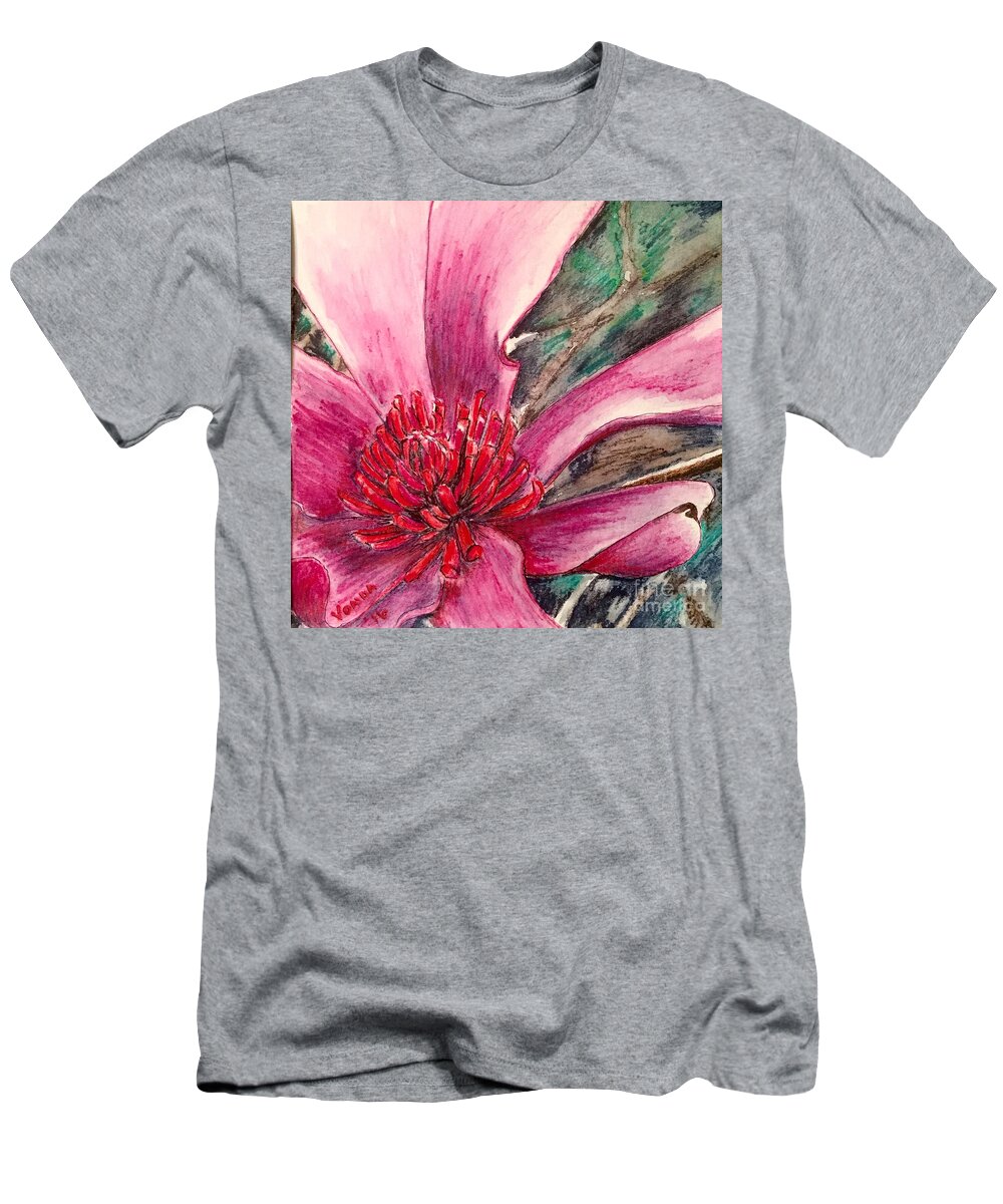 Macro T-Shirt featuring the drawing Saucy Magnolia by Vonda Lawson-Rosa