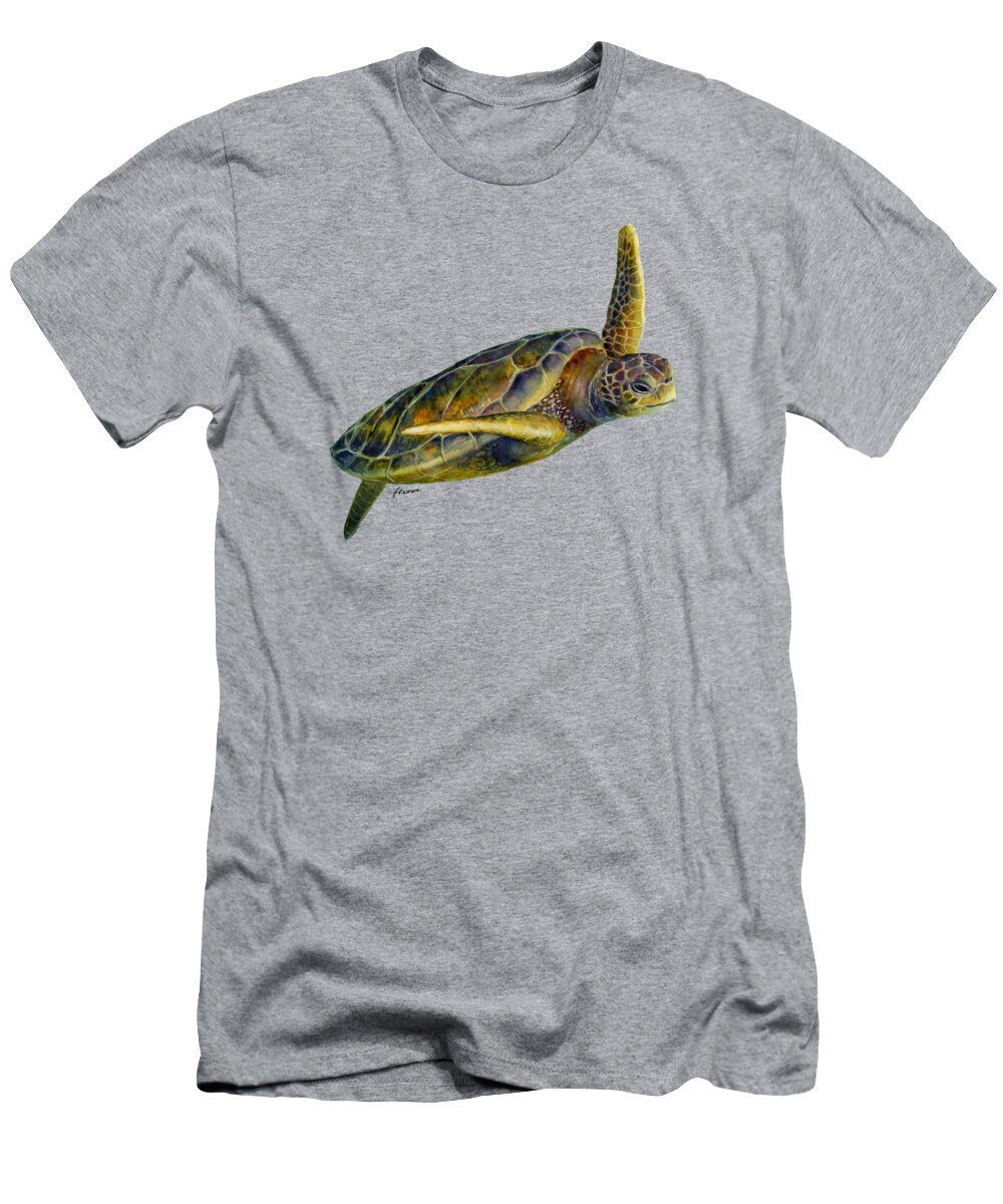 Underwater T-Shirt featuring the painting Sea Turtle 2 by Hailey E Herrera