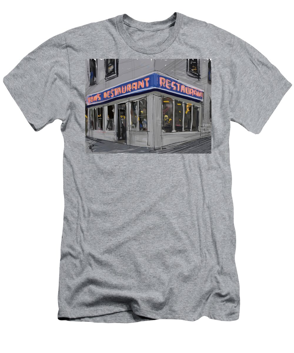 Seinfeld T-Shirt featuring the mixed media Seinfeld Restaurant by Russell Pierce