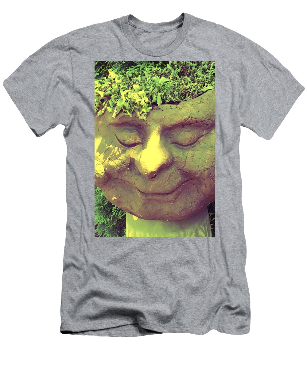 Photography Green Prints T-Shirt featuring the photograph Serene Garden Man by Dottie Visker