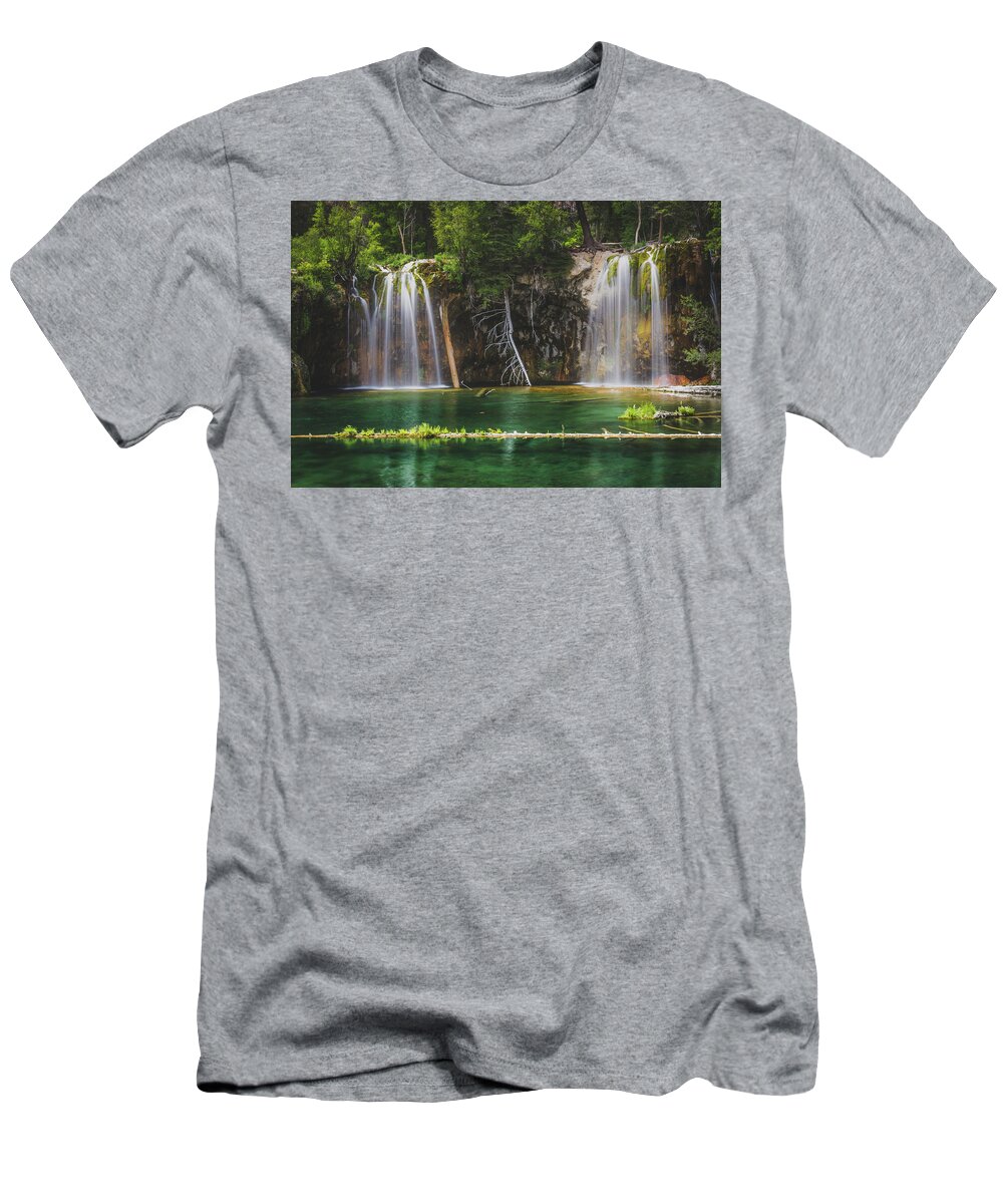 Beauty In Nature T-Shirt featuring the photograph Serene Hanging Lake Waterfalls by Andy Konieczny