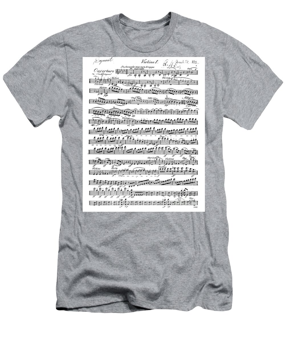 Music T-Shirt featuring the drawing Sheet Music for the Overture to Egmont by Beethoven