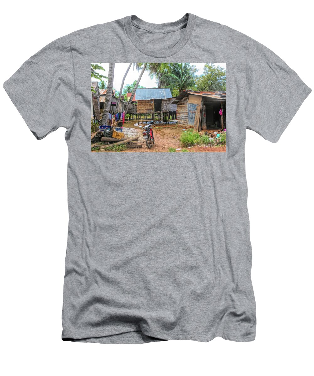 Cambodia T-Shirt featuring the photograph Shelter Home Cambodia Siem Reap I by Chuck Kuhn