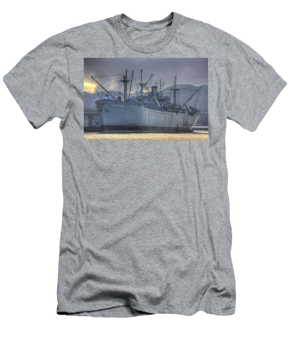 Bay Area T-Shirt featuring the photograph Ship at the harbor by Randy Wehner