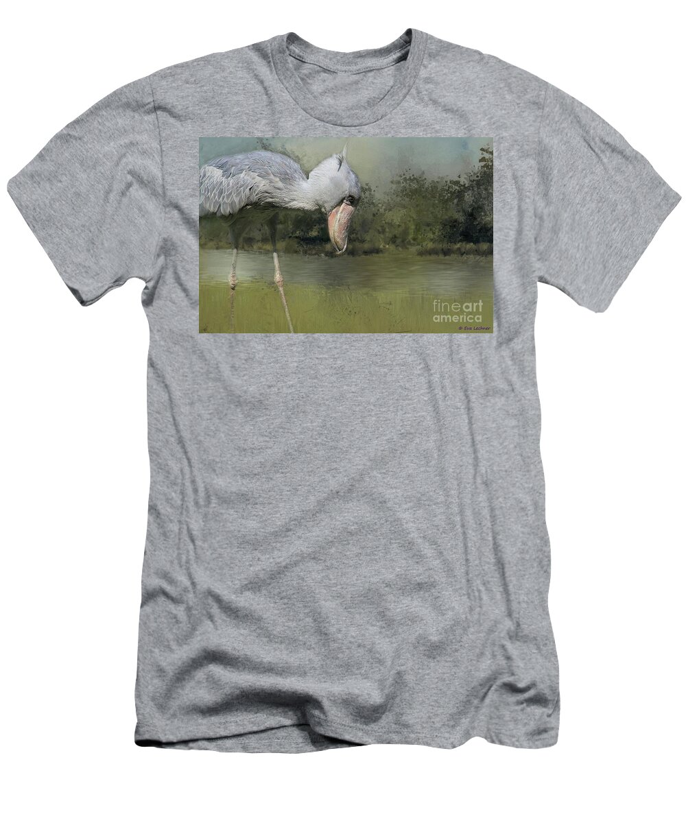  T-Shirt featuring the photograph Shoebill Looking For Food by Eva Lechner