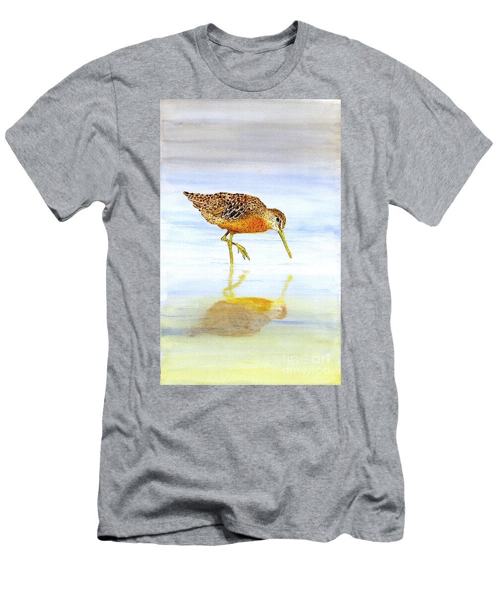 Dowitcher T-Shirt featuring the painting Short-Billed Dowitcher by Thom Glace
