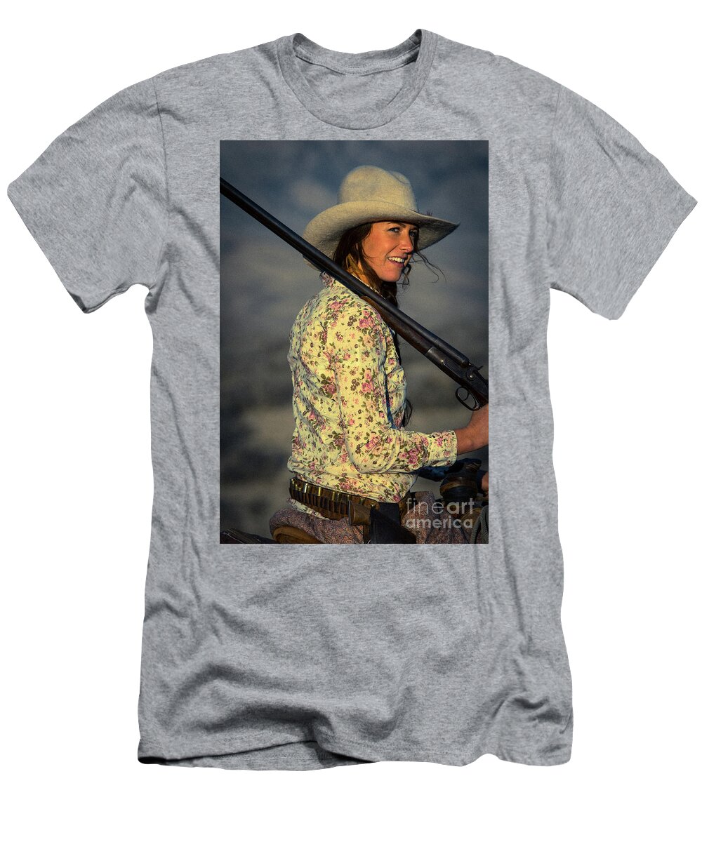 Hannah T-Shirt featuring the photograph Shotgun Annie Western Art by Kaylyn Franks by Kaylyn Franks