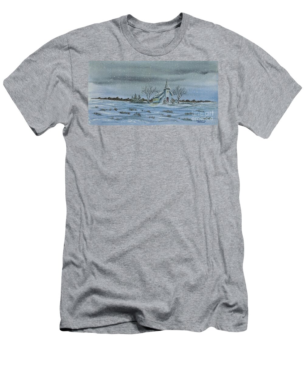 Winter Scene Paintings T-Shirt featuring the painting Silent Night by Charlotte Blanchard
