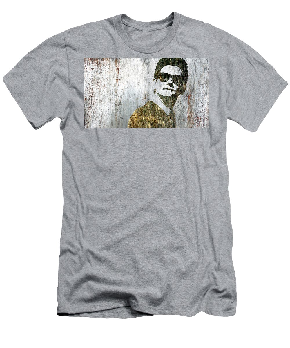 Roy Kelton Orbison T-Shirt featuring the mixed media Silver Roy Orbison by Tony Rubino