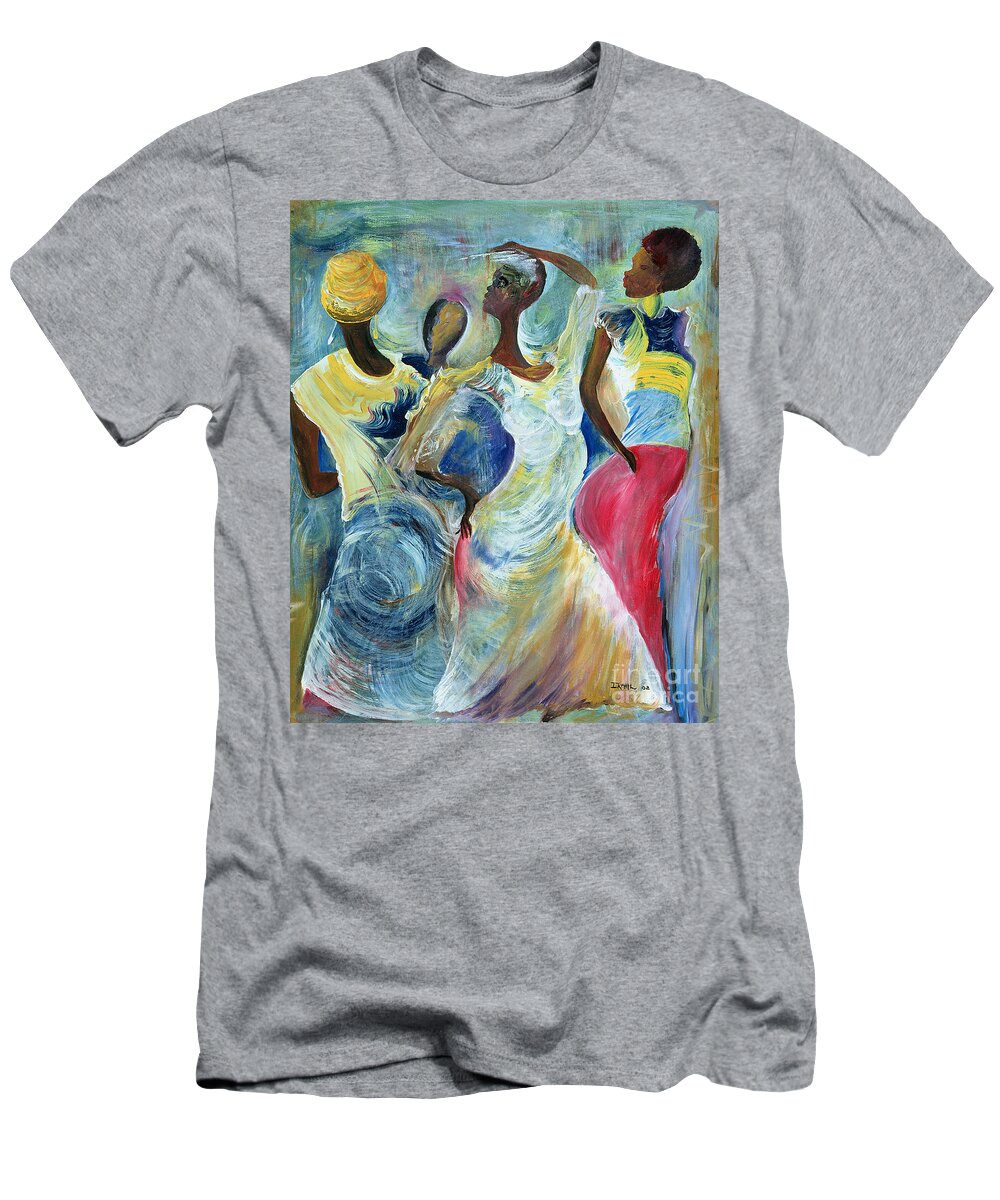 African T-Shirt featuring the painting Sister Act by Ikahl Beckford