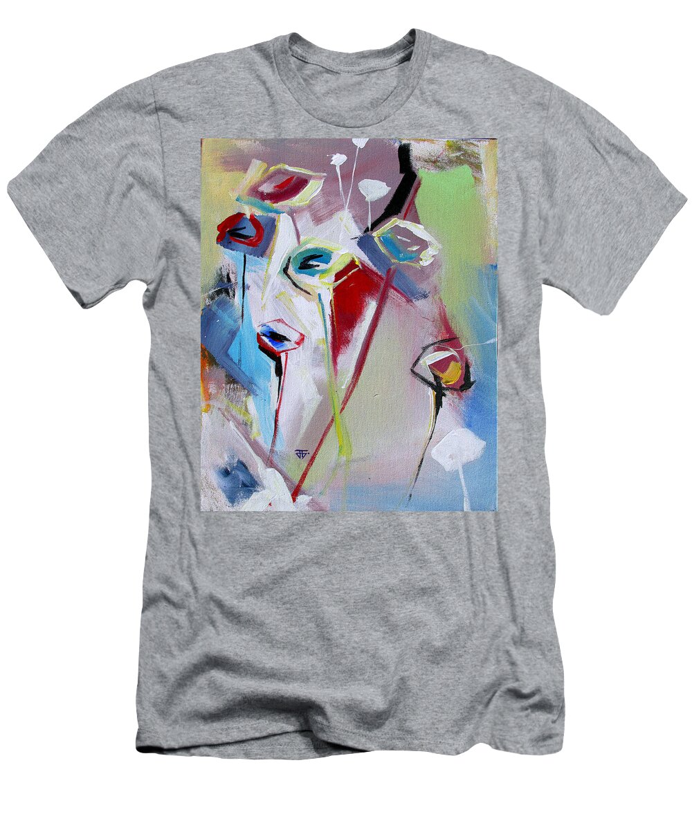 Florals T-Shirt featuring the painting Six Poppies by John Gholson