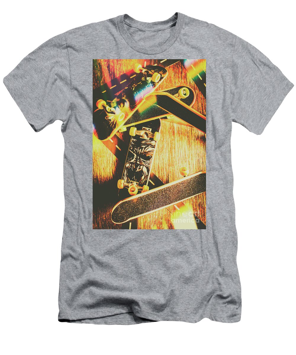 Skateboard T-Shirt featuring the photograph Skateboarding tricks and flips by Jorgo Photography