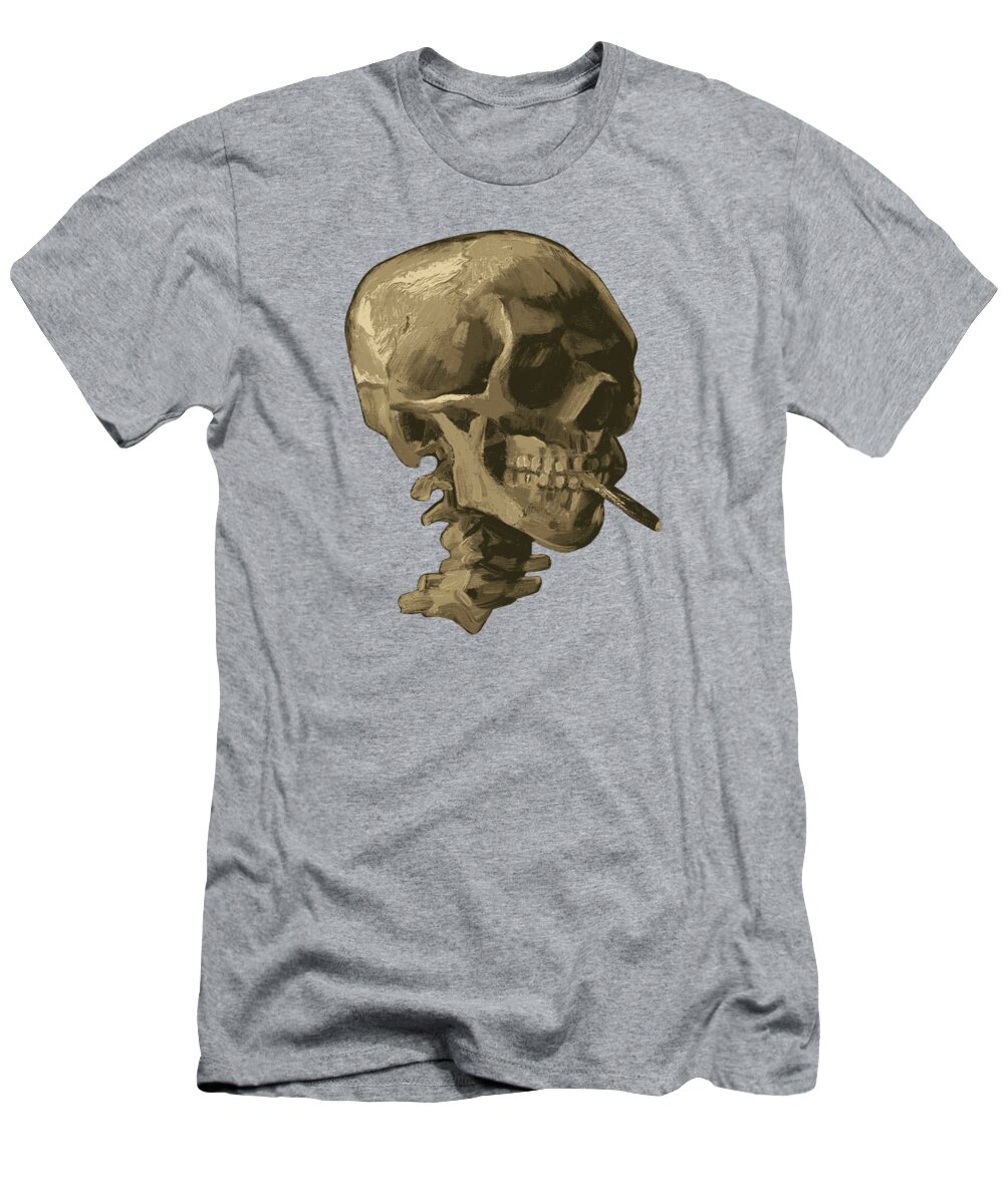 Van Gogh T-Shirt featuring the painting Skull of a Skeleton with Burning Cigarette - Vincent van Gogh by War Is Hell Store