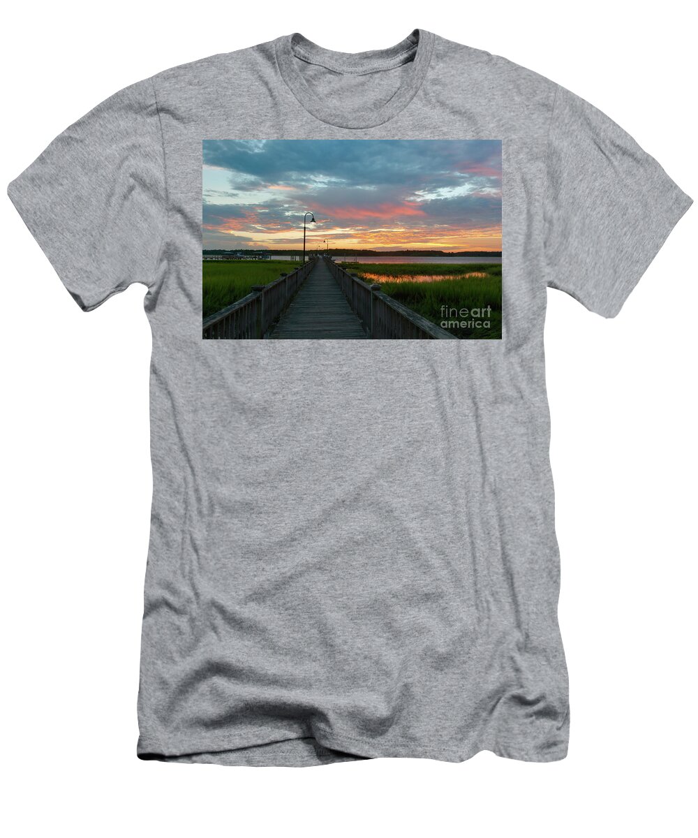 Sunset T-Shirt featuring the photograph Sky Glow over the Wando River by Dale Powell