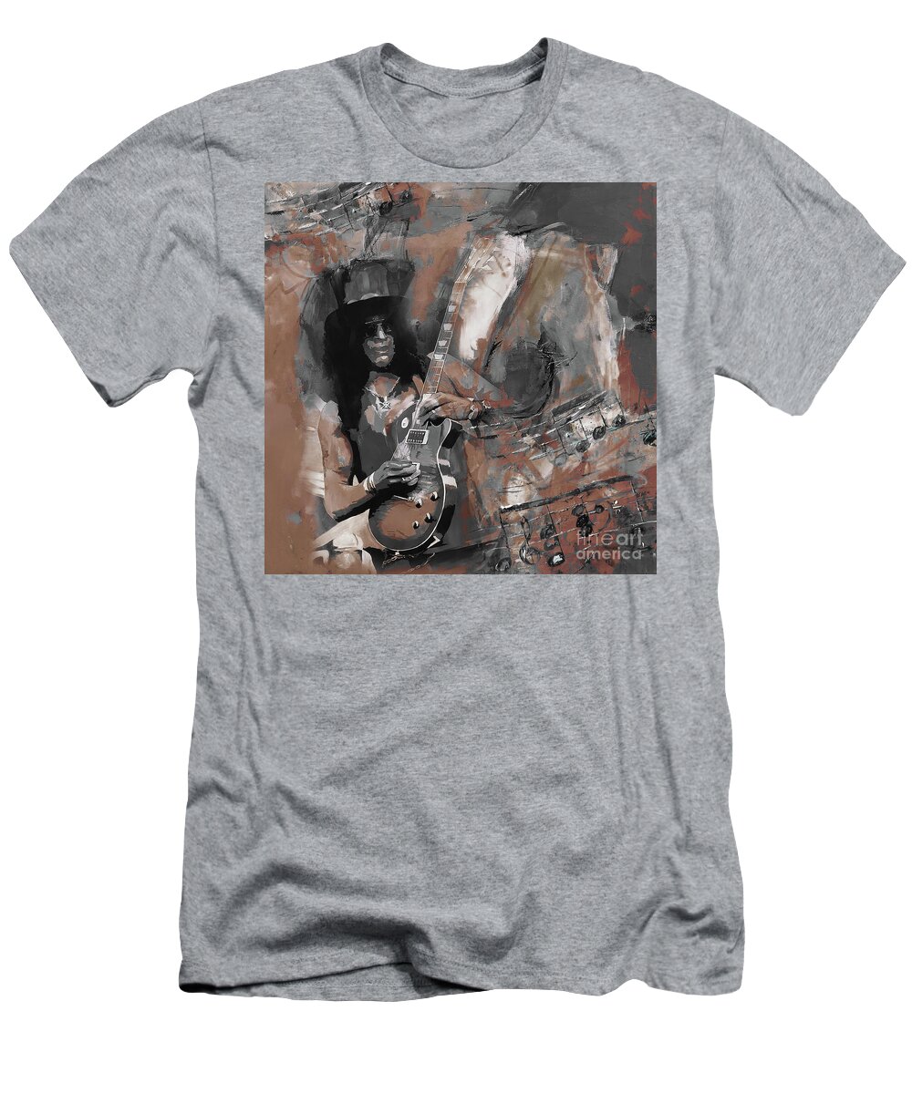 Slash T-Shirt featuring the painting Slash Guns and Roses by Gull G