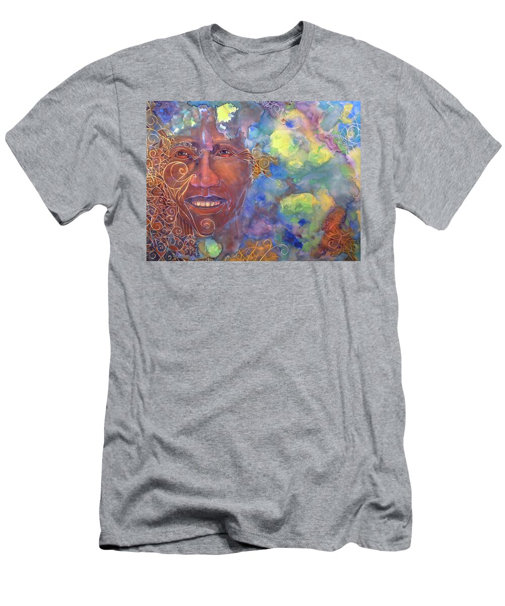 Face T-Shirt featuring the painting Smiling Muse No. 1 by Cora Marshall