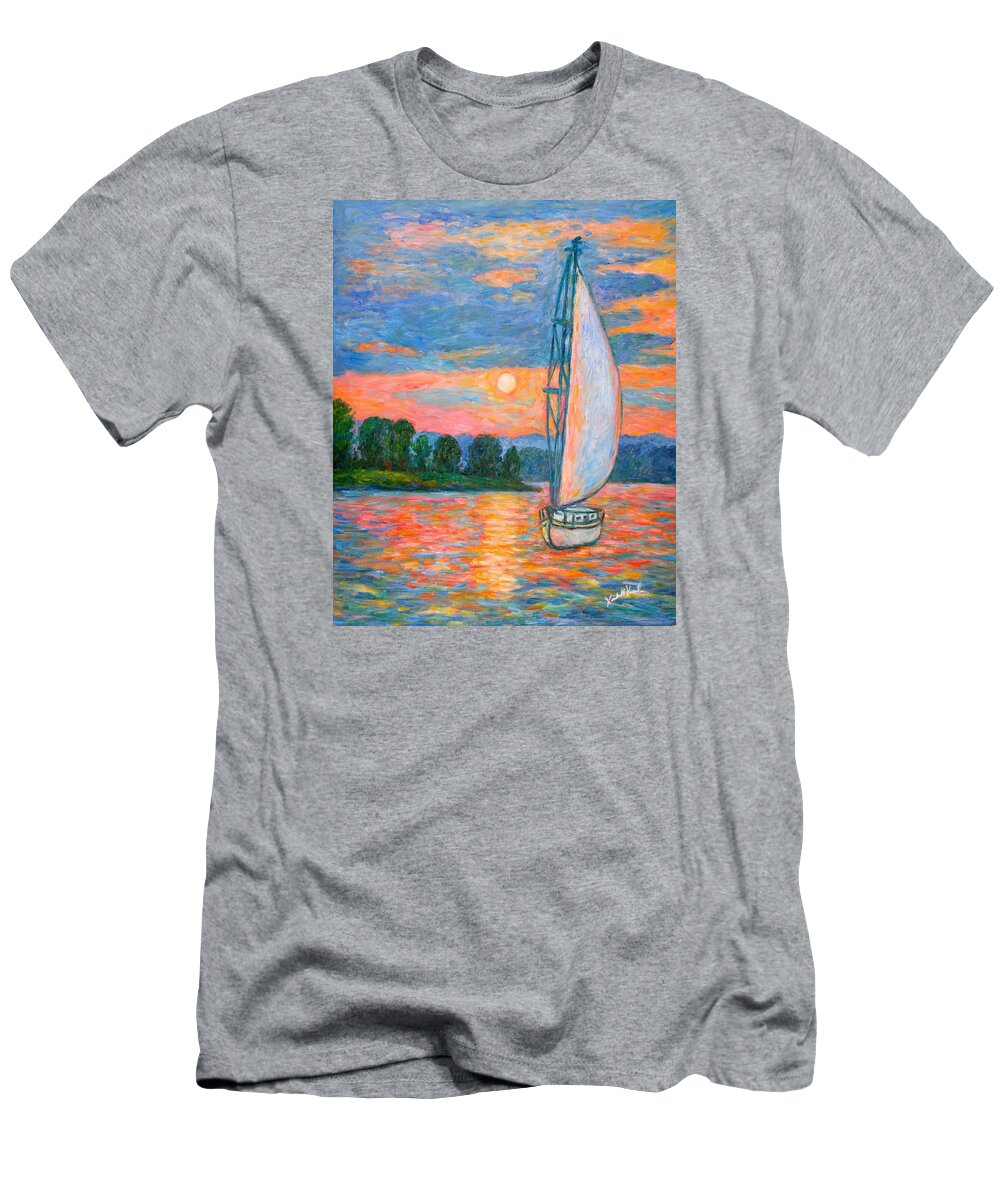 Kendall Kessler T-Shirt featuring the painting Smith Mountain Lake by Kendall Kessler