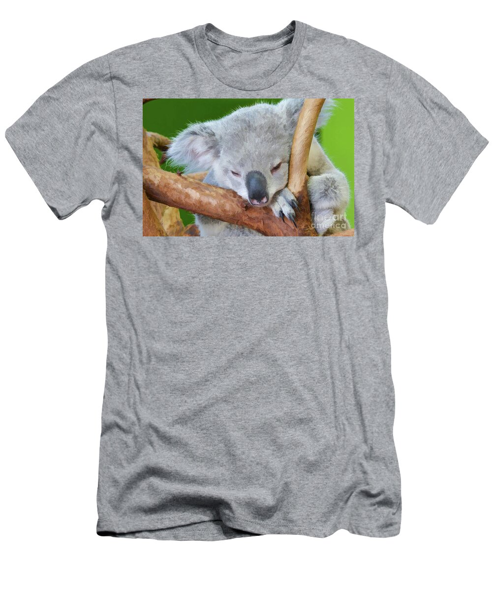 Animals T-Shirt featuring the photograph Snoozing Koala Bear by Kathy Baccari