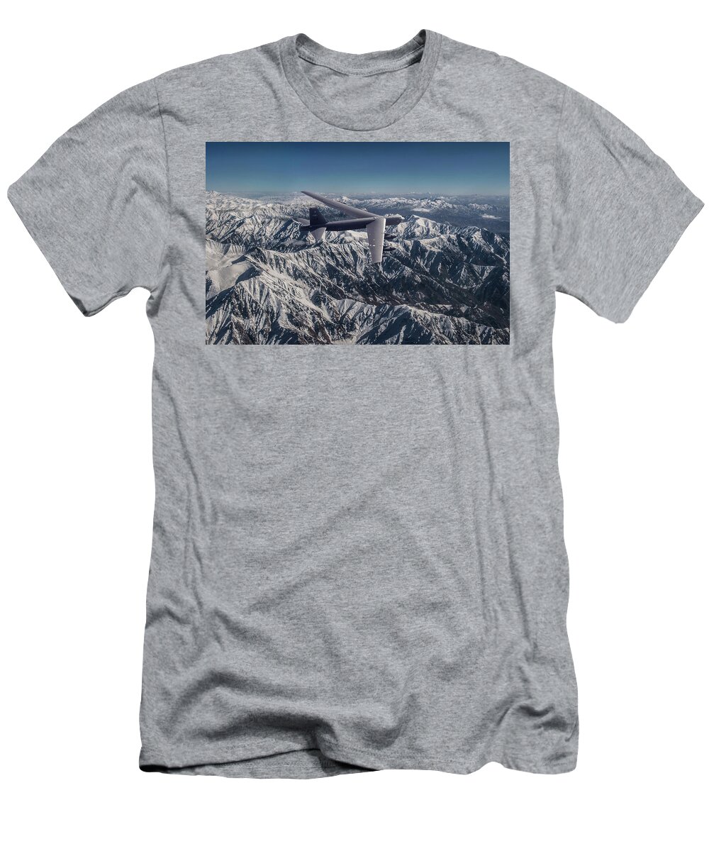 B-52 T-Shirt featuring the digital art Snow Capped Mountains by Airpower Art
